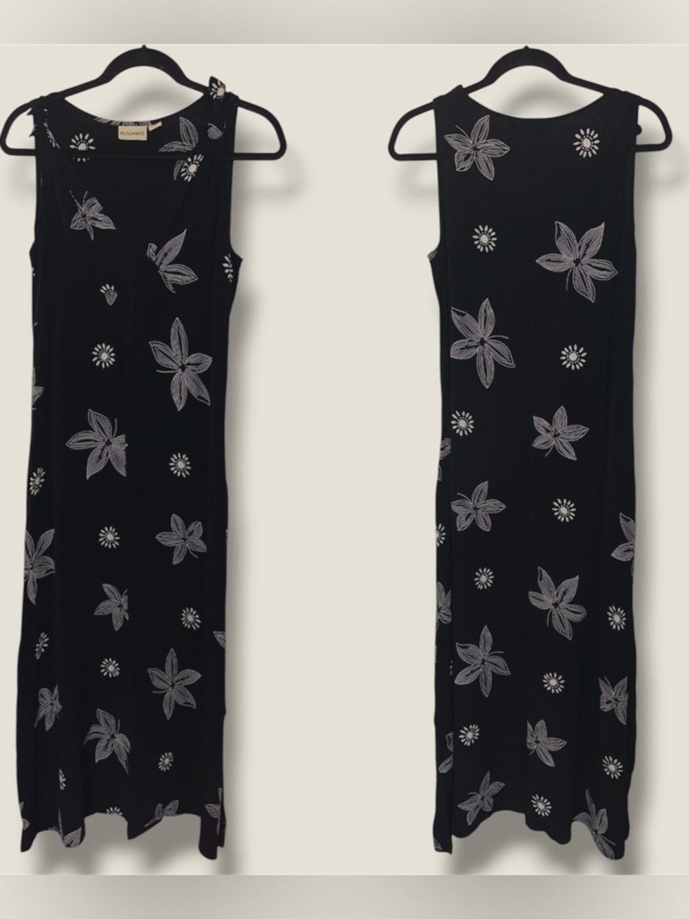 PUTUMAYO Black Sleeveless Floral Maxi Tropical Dress